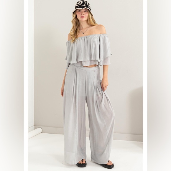 #22 The Posh Palazzo Pant Set Gray- Last One - Picture 2 of 5